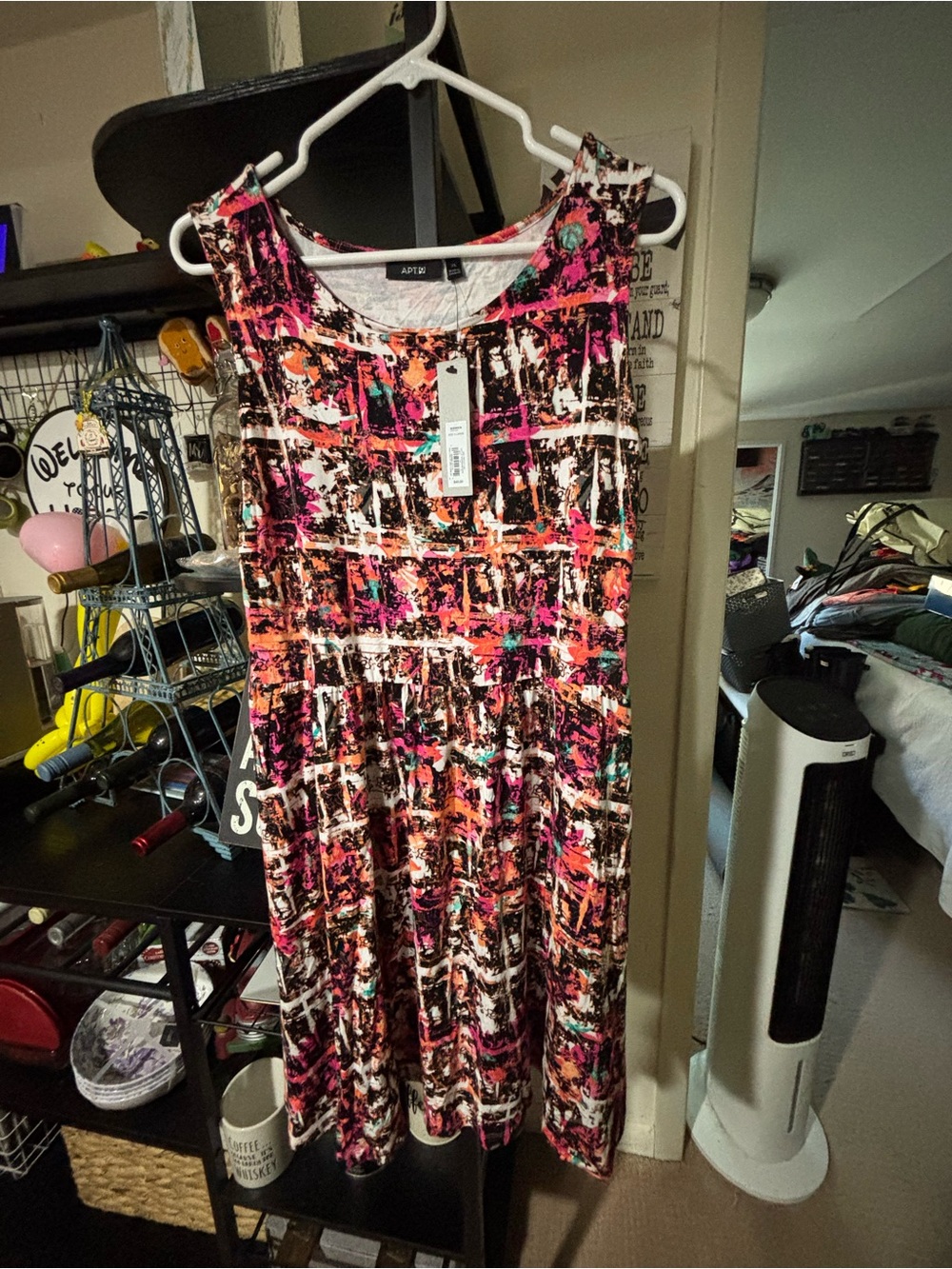 Apt. 9 Multicolor Abstract Tank Dress with Pink and Teal Accents